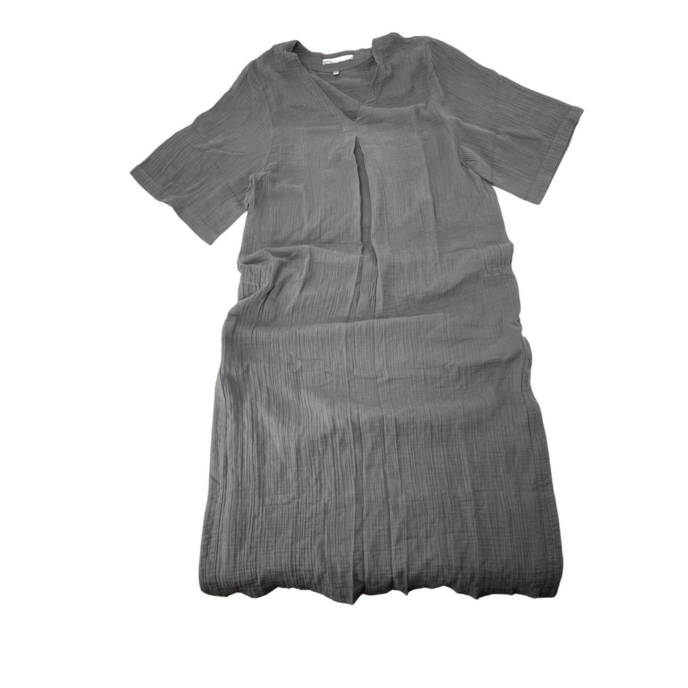 ocean+main Dress 1/S Grey Good Gauze Cotton V-Neck Short Sleeve